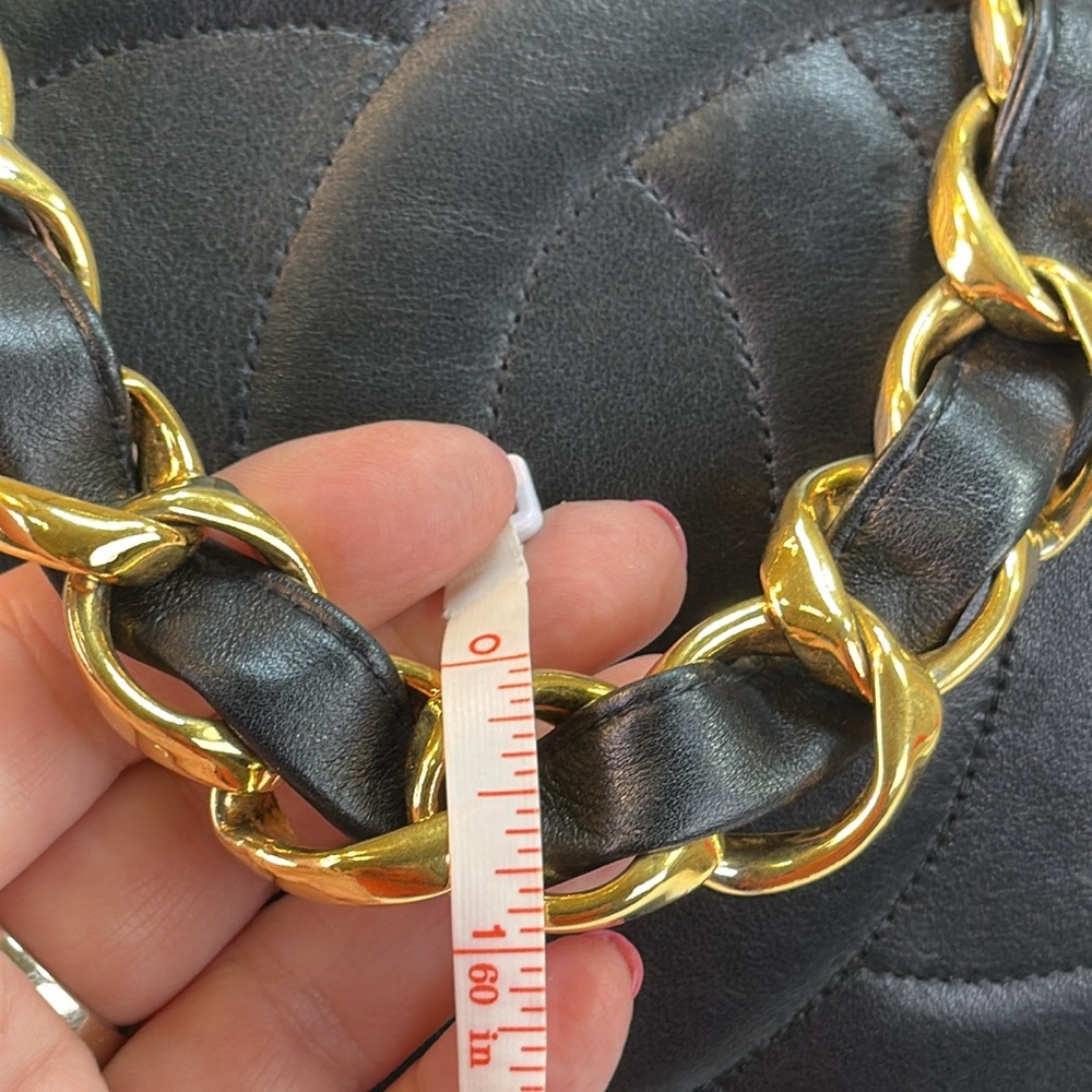 CHANEL CC XL Calfskin Tote With Chunky 24K Goldplated Chain #2 1991-94 COA - Picture 5 of 17